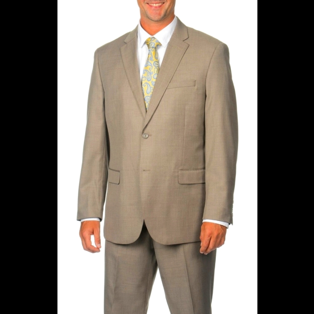 Men's Tan 2 Piece double pleats classic cut suits available multiple sizes